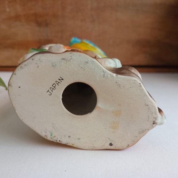 Parakeet Budgie Bird Figurine, Vintage Japan, Painted Ceramic Blue Yellow - Picture 8 of 9